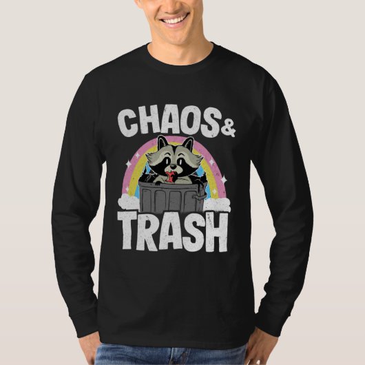 T-shirt Chaos & Trash Garbage Panda Rainbow Raccoon  2 (Devant)