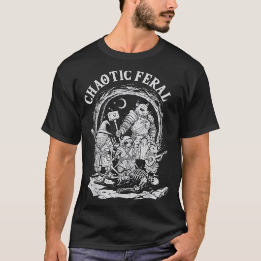 T-shirt Chaotic Feral Funny Rpg Party Fantasy Animal Meme  (Devant)