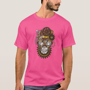 T-shirt Chapeau à engrenages de crâne Punk à vapeur Animau