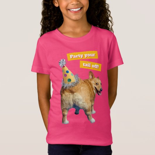 T-Shirt Chapeau d'anniversaire pour derrière de Corgi (Devant)