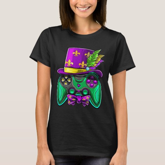 T-shirt Chapeau de bouffon de manette de jeu vidéo Mardi G (Devant)