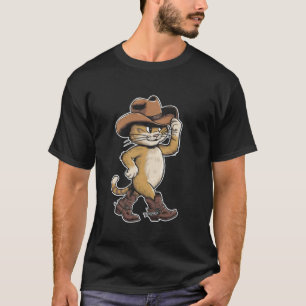 T-shirt Chapeau de cowboy de chat mignon Bottes Cowgirl We