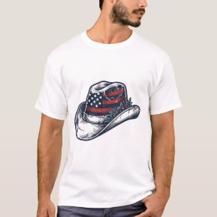 T-shirt Chapeau de cowboy patriotique vintage Fleur Chemis