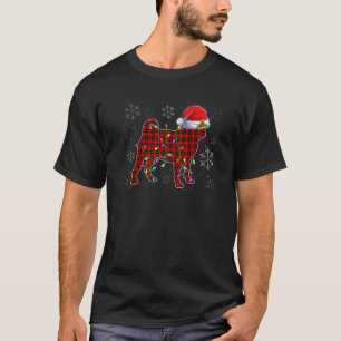 T-shirt Chapeau de Maman Pug Santa Rouge à Carreaux Maman