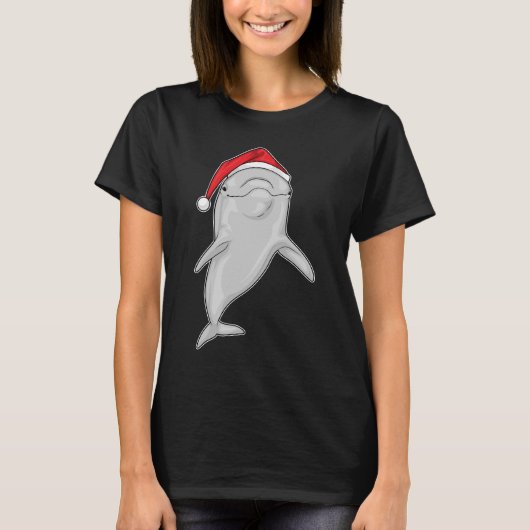 T-shirt Chapeau de Noël dauphin (Devant)