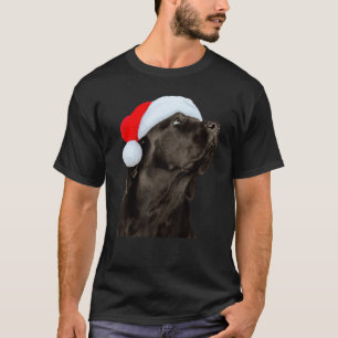 T-shirt Chapeau de Noël de Père Noël pour chien Lab noir L