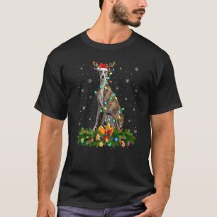 T-shirt Chapeau de Noël de Renne de Fête de Santa Greyhoun