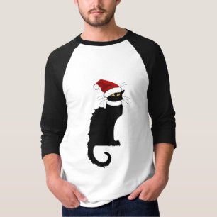 T-shirt Chapeau de Noël de Santa Le Chat Noir