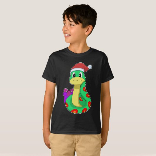 T-shirt Chapeau de Noël de serpent (Devant entier)