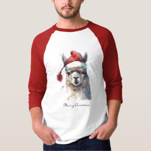T-shirt Chapeau de Noël en aquarelle personnalisé pour lam