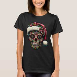 T-shirt Chapeau de Noël pour hommes Crâne de sucre Jour de