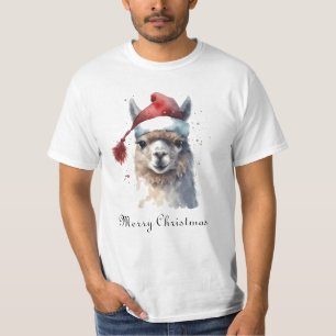 T-shirt Chapeau de Père Noël à texte personnalisé en aquar