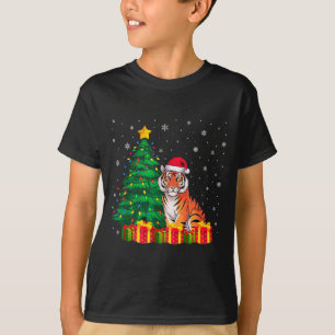 T-shirt Chapeau de Père Noël de Tigre du Bengale Laid Lumi