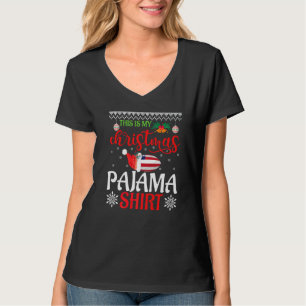 T-shirt Chapeau de Père Noël en pyjama de Noël américain U