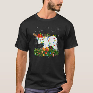 T-shirt Chapeau de renne de vacances de Noël Santa ours po