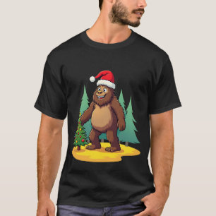 T-shirt Chapeau de Santa en forme de sapin de Noël Bigfoot
