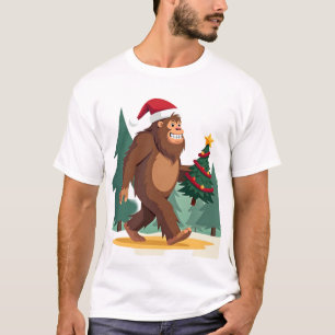 T-shirt Chapeau de Santa en sapin de Noël Bigfoot (2)