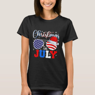 T-shirt Chapeau de Santa Noël en Juillet Lunettes de solei