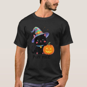 T-shirt Chapeau de sorcière de chat noir Halloween mignon 