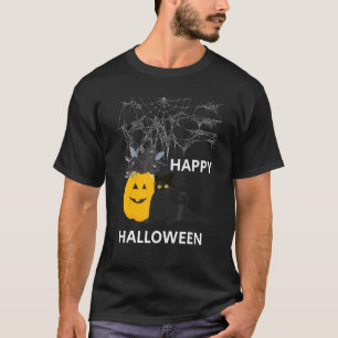 T-shirt Chapeau de sorcière de chat noir Halloween mignon 