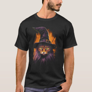 T-shirt Chapeau de sorcière de chat noir Halloween Minou e