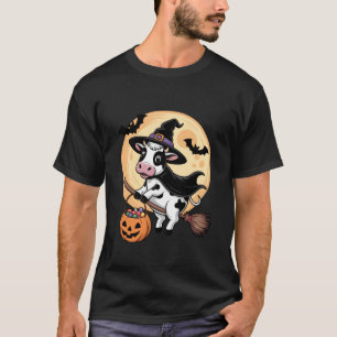 T-shirt Chapeau de sorcière de vache Citrouille Costume Ha
