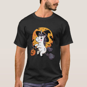T-shirt Chapeau de sorcière licorne Halloween et balai Cit