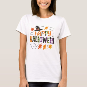 T-shirt Chapeau de Sorcière Mignon Bonne Fête d'Halloween