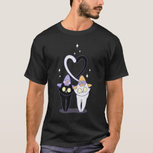 T-shirt Chapeau de sorcière mignon chat coeur couples asso