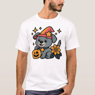 T-shirt Chapeau de sorcière pour chien mignon Citrouille A