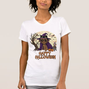 T-shirt Chapeau de sorcière Pug Halloween joyeux Chaudron