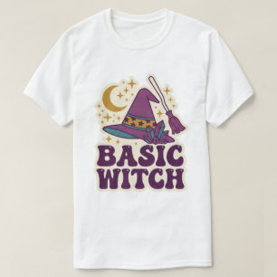 T-shirt Chapeau De Sorcière Rétro Balai Cristal Art Hallow