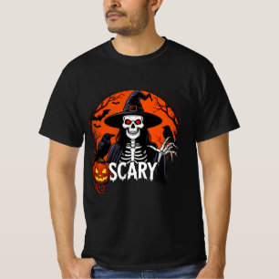 T-shirt Chapeau de Sorcière Squelette Citrouille Lumineuse