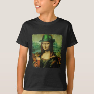 T-shirt Chapeau de trèfle drôle de Mona Lisa pour la Saint