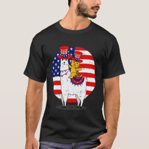 T-shirt Chapeau Drapeau Américain Llama Chat 4 Juillet Mig