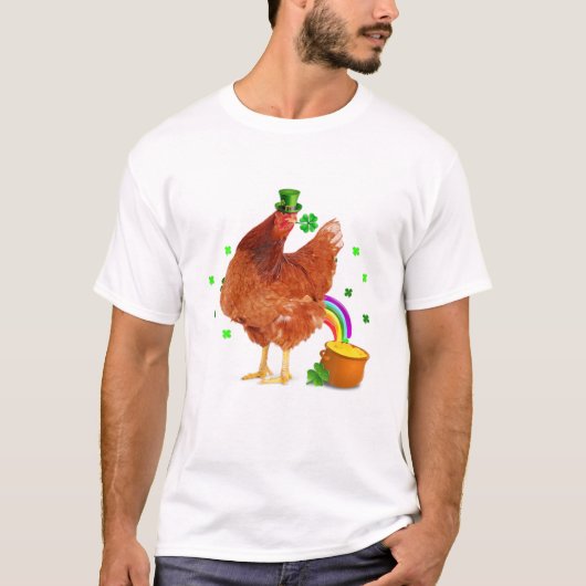 T-shirt Chapeau drôle de poulet Leprechaun St (Devant)