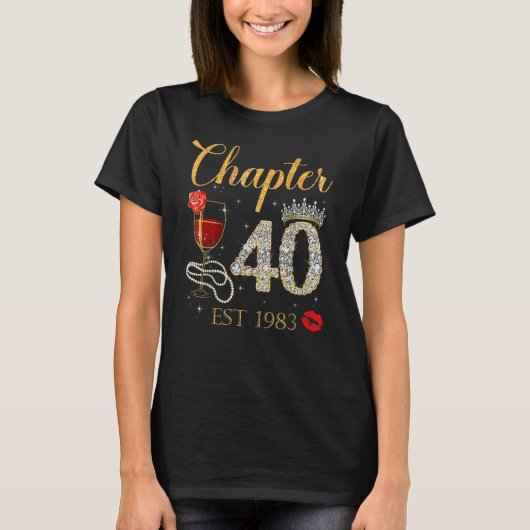 T-shirt Chapitre 40 ans EST 1983 40e anniversaire Red Rose (Devant)