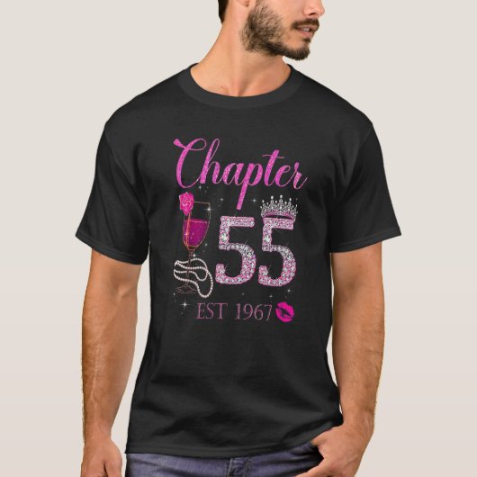 T-shirt Chapitre 55 Ans Est 1967 Couronne de vin rouge ros (Devant)