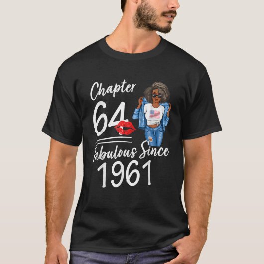 T-shirt Chapter 64 Fabulous Since 1961 64th Birthday Afro (Devant)