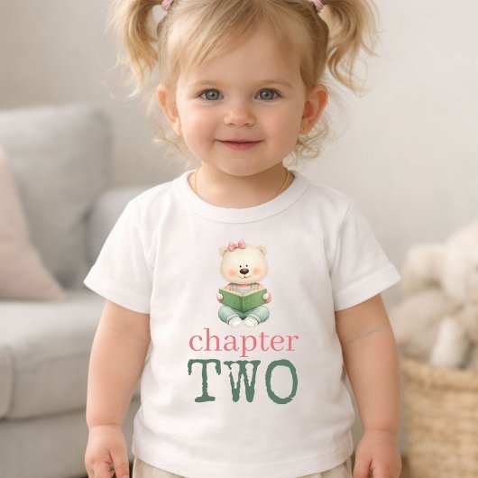 T-shirt Chapter Two Teddy Bear Book Girl Age 2