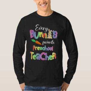 T-shirt Chaque Bunnys Préféré Enseignant Préscolaire Funny