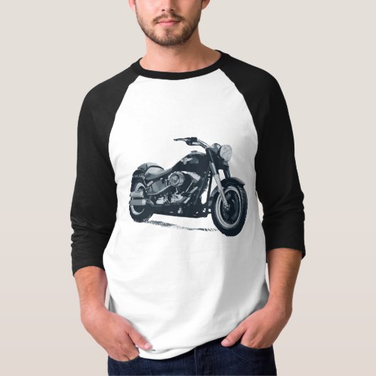 T-shirt Chaque garçon aime une moto américaine Fat Blue (Devant)