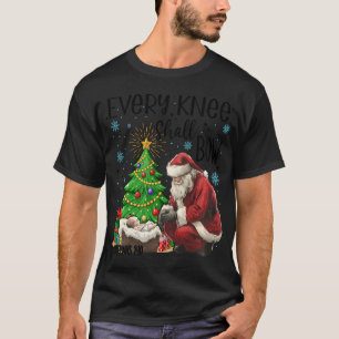 T-shirt Chaque Genou Bow Baby Jesus Kneeling Père Noël