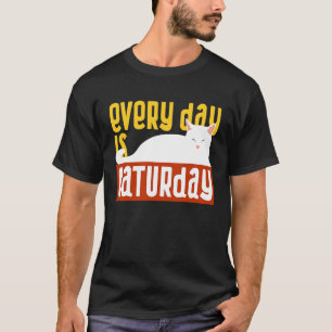 T-shirt Chaque Jour est Caturday chat noir amateurs de cha