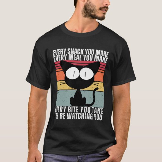 T-shirt Chaque Snack Que Vous Faites Cuite Chat Noir Chat (Devant)