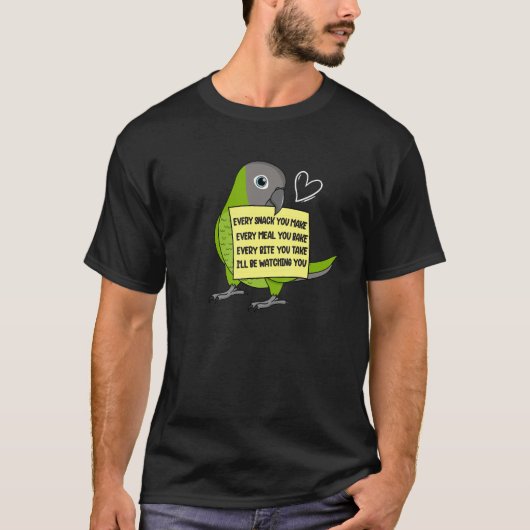 T-shirt Chaque Snack Repas ou Bite I Dusky Chapeau Conure  (Devant)