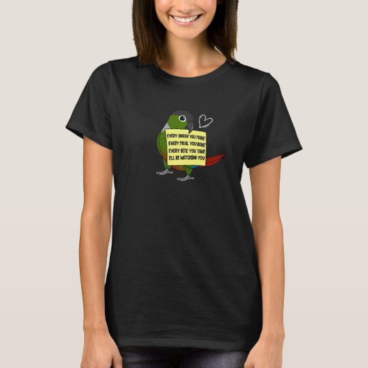 T-shirt Chaque Snack Repas ou Bite I Green Cheek Conure Pa (Devant)