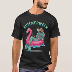 T-shirt Char de Flamant rose d'été Mermaid Squelette Hallo