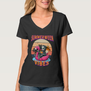 T-shirt Char de Flamant rose Summerween Vibes Grim Reaper 