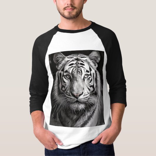 T-shirt Charbon blanc Tigre (Devant)